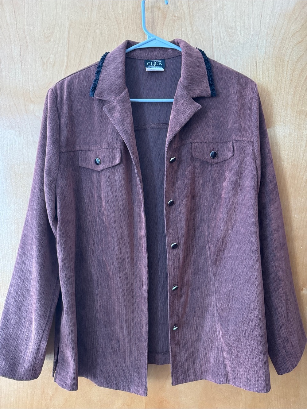 Click Men's Burgundy Shirt Jacket with Button Front